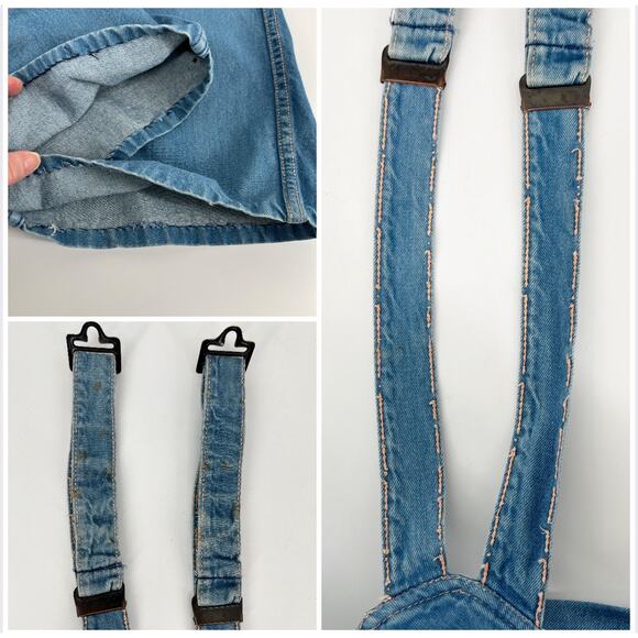Vintage 70s Moods by JCP Denim Overalls Bib Flared Womens 32 Button Front Unisex - Picture 10 of 12
